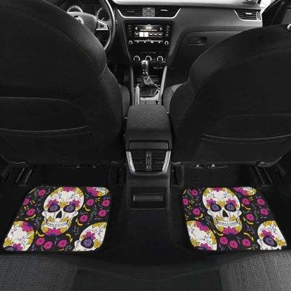 Set Of 4 Pcs Sugar Skull Day Of The Dead Car Mat 101207