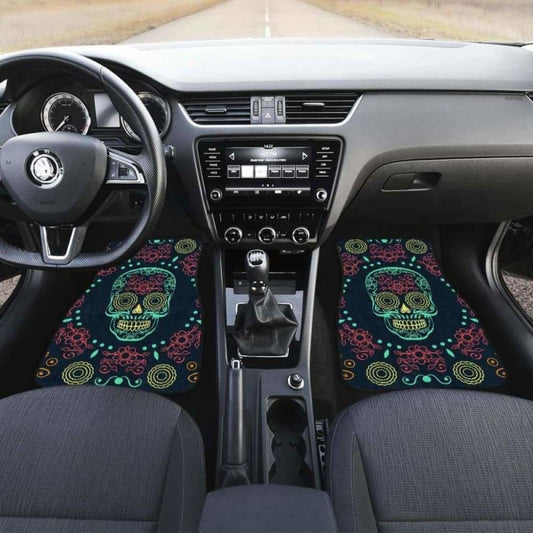 Set Of 4 Pcs Sugar Skull Day Of The Dead Car Mats 101207