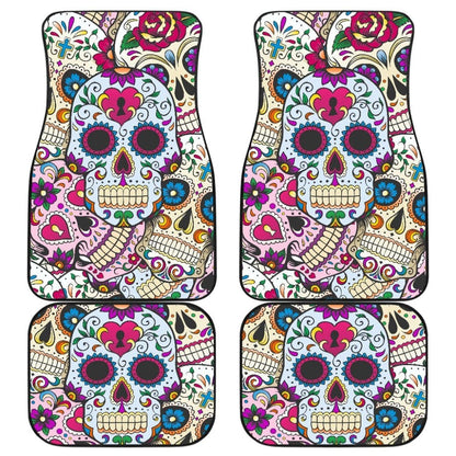 Set Of 4 Sugar Skulls Car Mat 101819 - YourCarButBetter