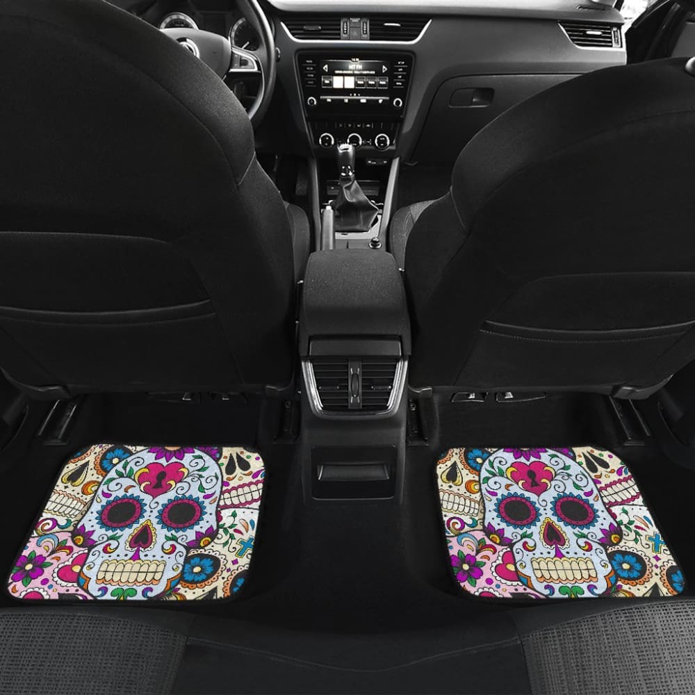 Set Of 4 Sugar Skulls Car Mat 101819 - YourCarButBetter