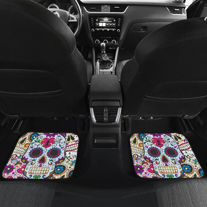 Set Of 4 Sugar Skulls Car Mat 101819 - YourCarButBetter