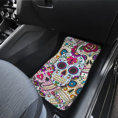 Set Of 4 Sugar Skulls Car Mat 101819 - YourCarButBetter