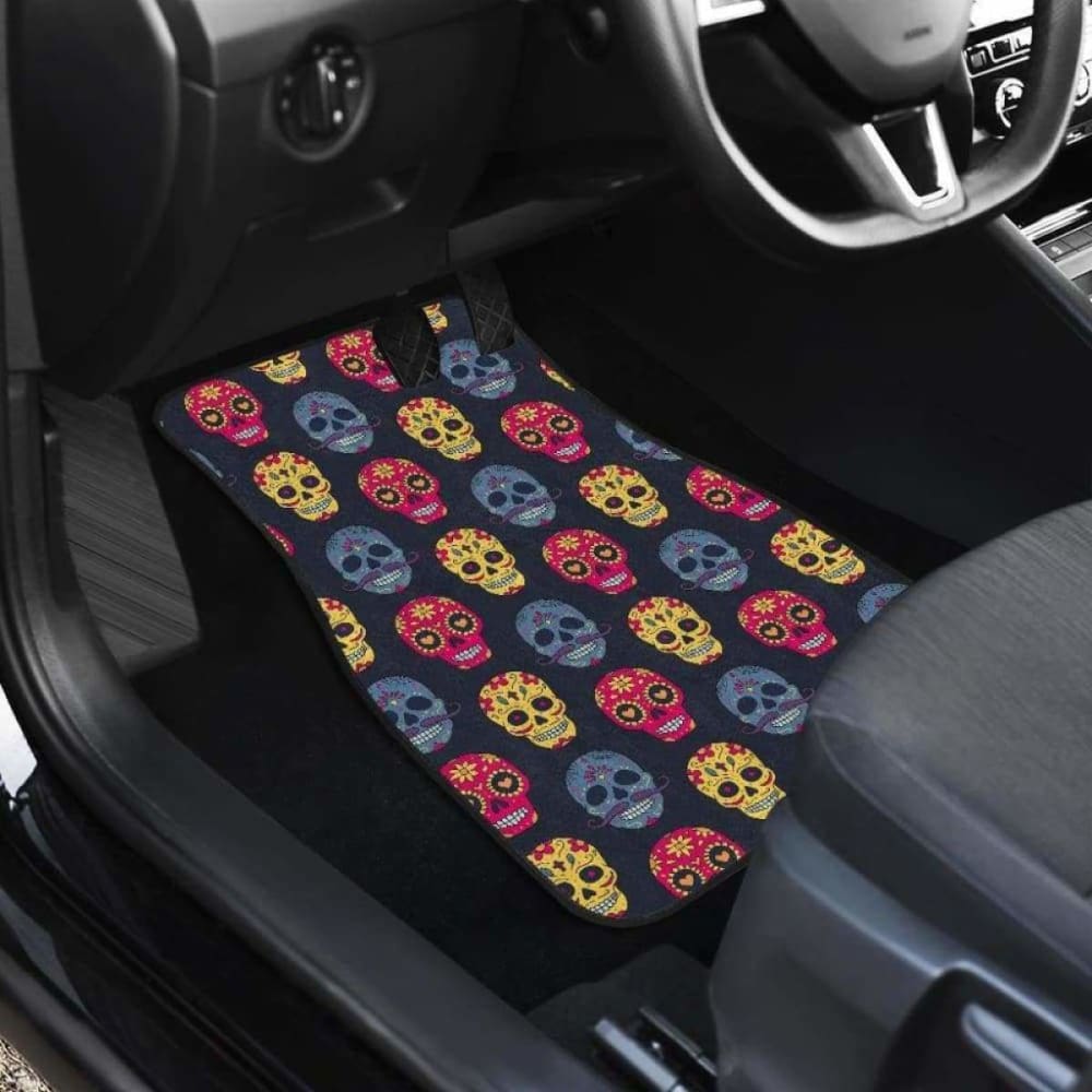Set Of 4 Sugar Skulls Car Mats 101207