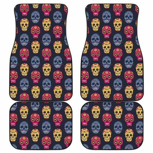Set Of 4 Sugar Skulls Car Mats 101207