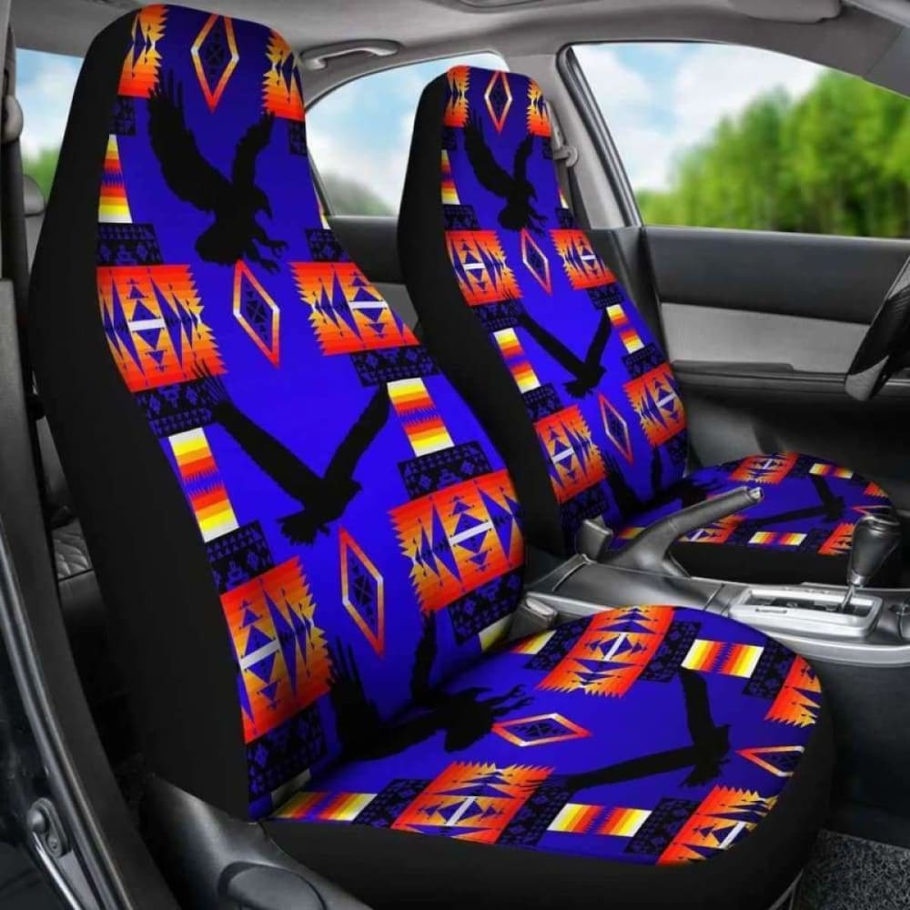 Seven Tribes Eagle Blue Car Seat Covers 110424 - YourCarButBetter