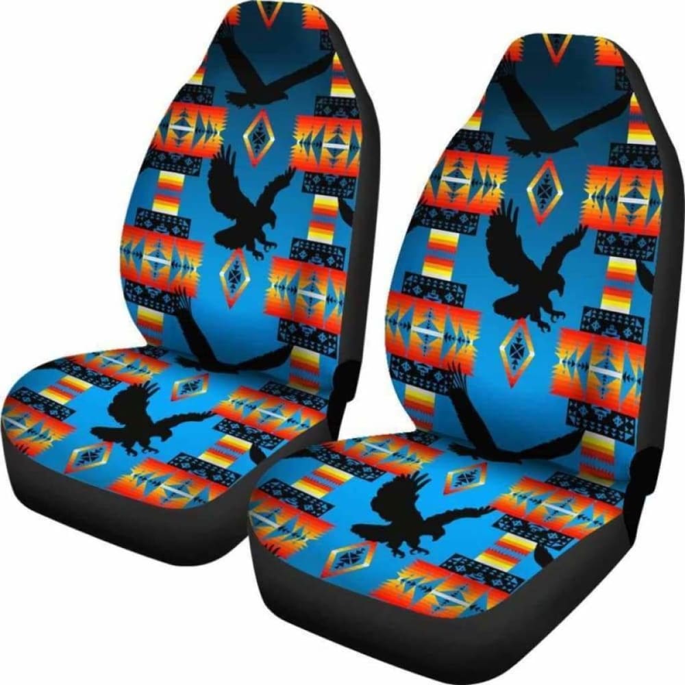 Seven Tribes Eagle Turquoise Fade Car Seat Covers 110424 - YourCarButBetter
