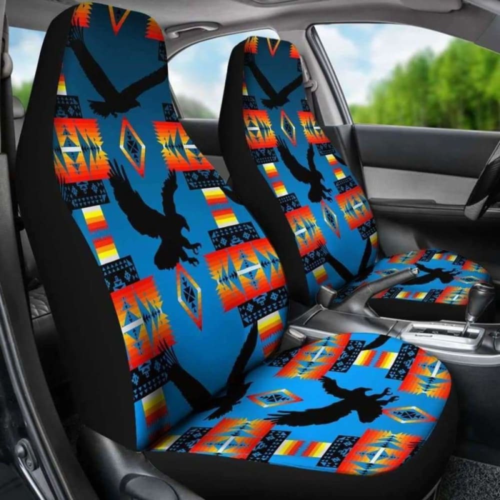 Seven Tribes Eagle Turquoise Fade Car Seat Covers 110424 - YourCarButBetter