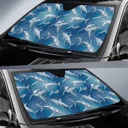 Shark Hand Drawn Car Auto Sun Shades 085424 - YourCarButBetter