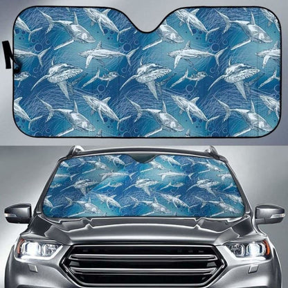 Shark Hand Drawn Car Auto Sun Shades 085424 - YourCarButBetter