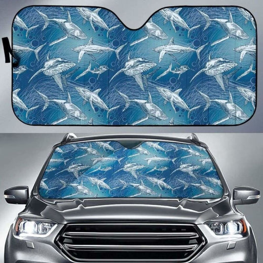 Shark Hand Drawn Car Auto Sun Shades 085424 - YourCarButBetter