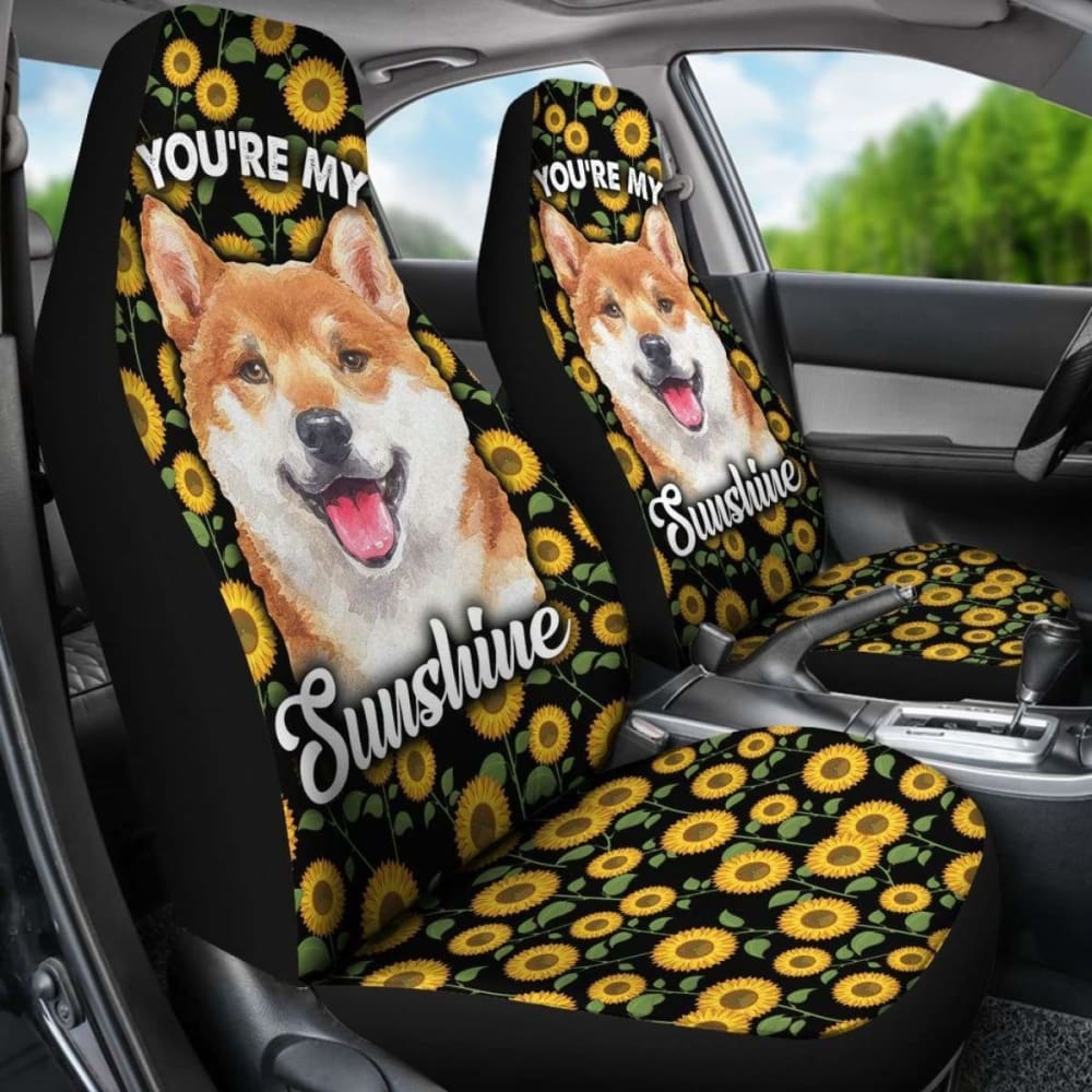 Shiba Dog You’re My Sunshine Sunflower Car Seat Covers 210101 - YourCarButBetter