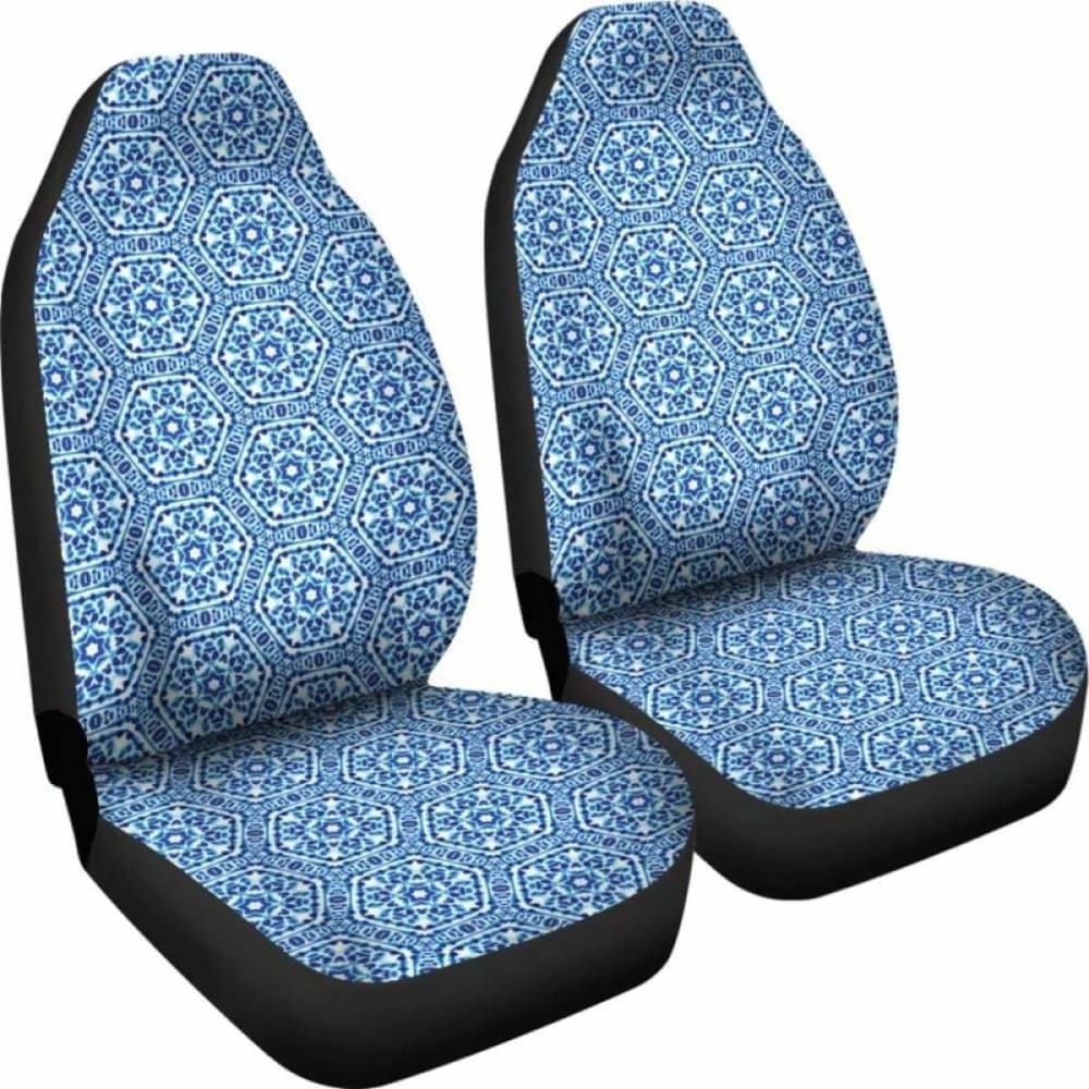 Shibori Blue And White Car Seat Covers Ethnic 154230 - YourCarButBetter