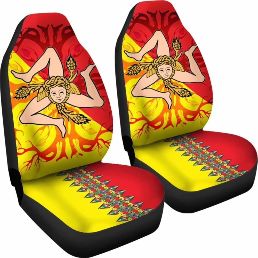 Sicily Flag With Celtic Tree Of Life Car Seat Covers 110424 - YourCarButBetter