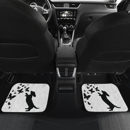 Silhouette Happy Dachshund Playing With Butterlies Car Floor Mats 210301 - YourCarButBetter