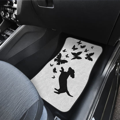 Silhouette Happy Dachshund Playing With Butterlies Car Floor Mats 210301 - YourCarButBetter