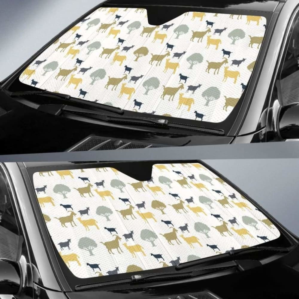 Silhouettes Of Goat And Tree Pattern Car Auto Sun Shades 182102 - YourCarButBetter