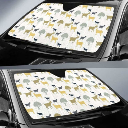 Silhouettes Of Goat And Tree Pattern Car Auto Sun Shades 182102 - YourCarButBetter