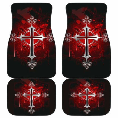 Silver Cross Art In Red Theme Car Floor Mats 160905