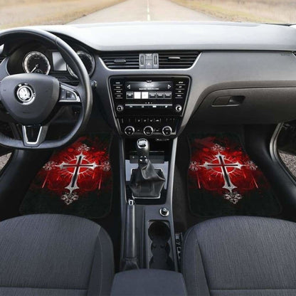 Silver Cross Art In Red Theme Car Floor Mats 160905