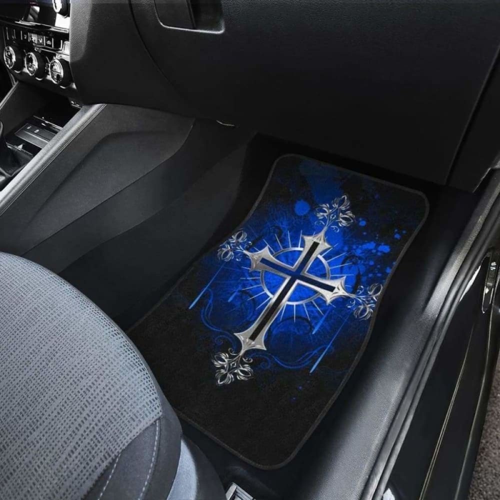 Silver Cross Blue Art Car Floor Mats 160905