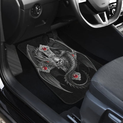 Silver Cross With Celtic Dragon Car Floor Mats 212501 - YourCarButBetter