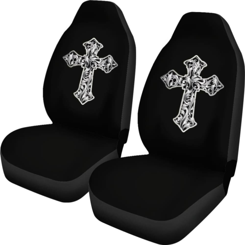 Silver Vintage Cross Car Seat Covers 160905