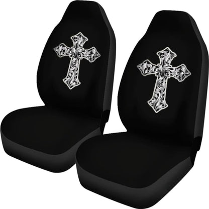 Silver Vintage Cross Car Seat Covers 160905