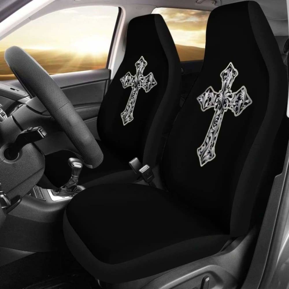 Silver Vintage Cross Car Seat Covers 160905