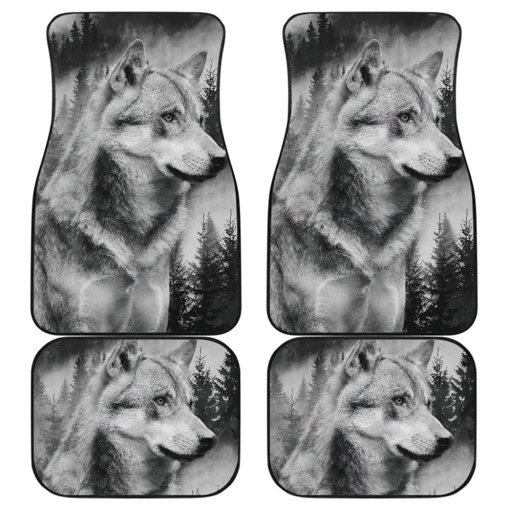 Silver Wolf and Tree Car Floor Mats 212302