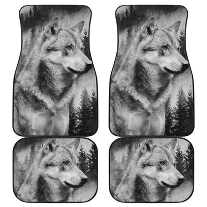 Silver Wolf and Tree Car Floor Mats 212302