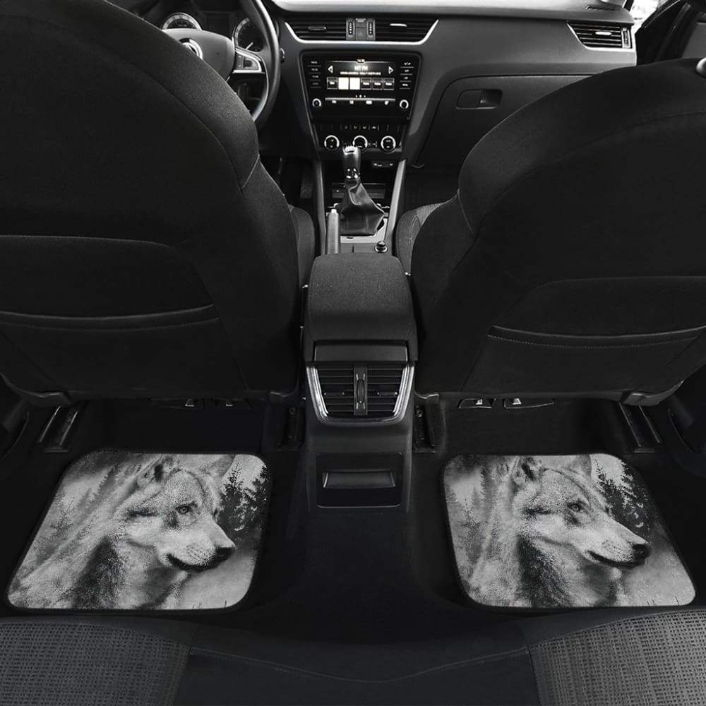 Silver Wolf and Tree Car Floor Mats 212302