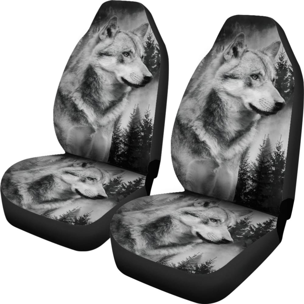 Silver Wolf and Tree Car Seat Covers 212302