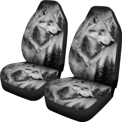 Silver Wolf and Tree Car Seat Covers 212302