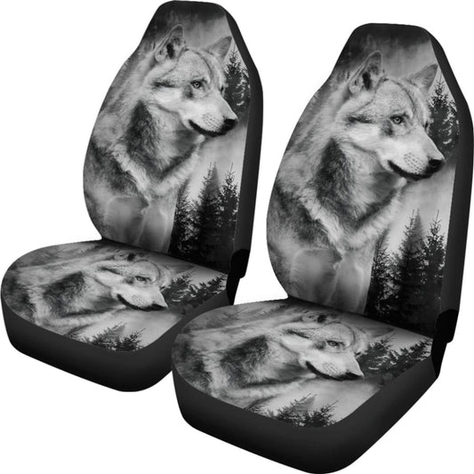Silver Wolf and Tree Car Seat Covers 212302
