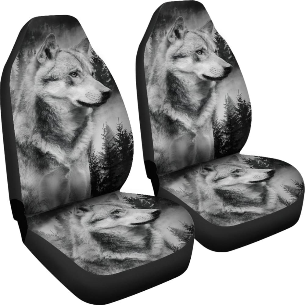 Silver Wolf and Tree Car Seat Covers 212302