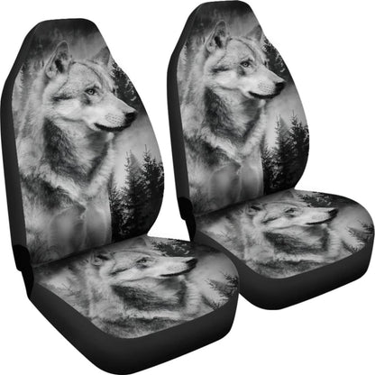 Silver Wolf and Tree Car Seat Covers 212302