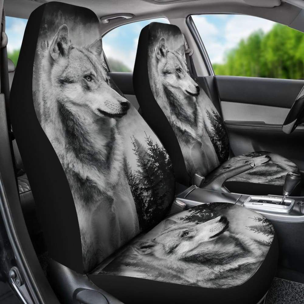 Silver Wolf and Tree Car Seat Covers 212302