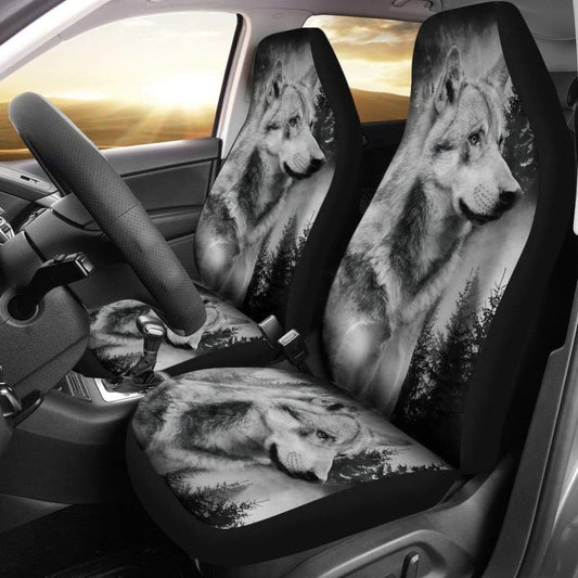 Silver Wolf and Tree Car Seat Covers 212302