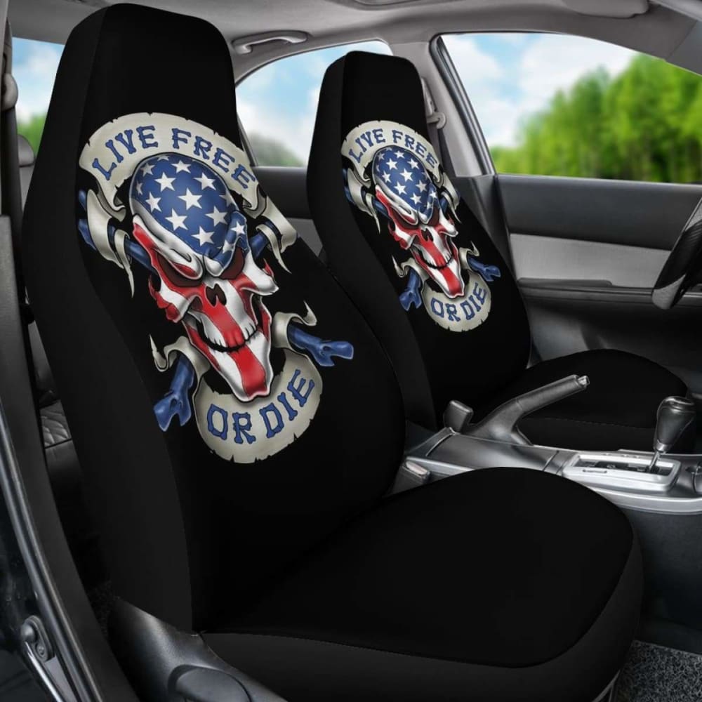 Skull American Live Free or Die Car Seat Covers 211103
