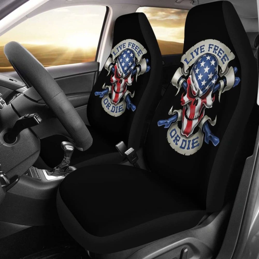 Skull American Live Free or Die Car Seat Covers 211103