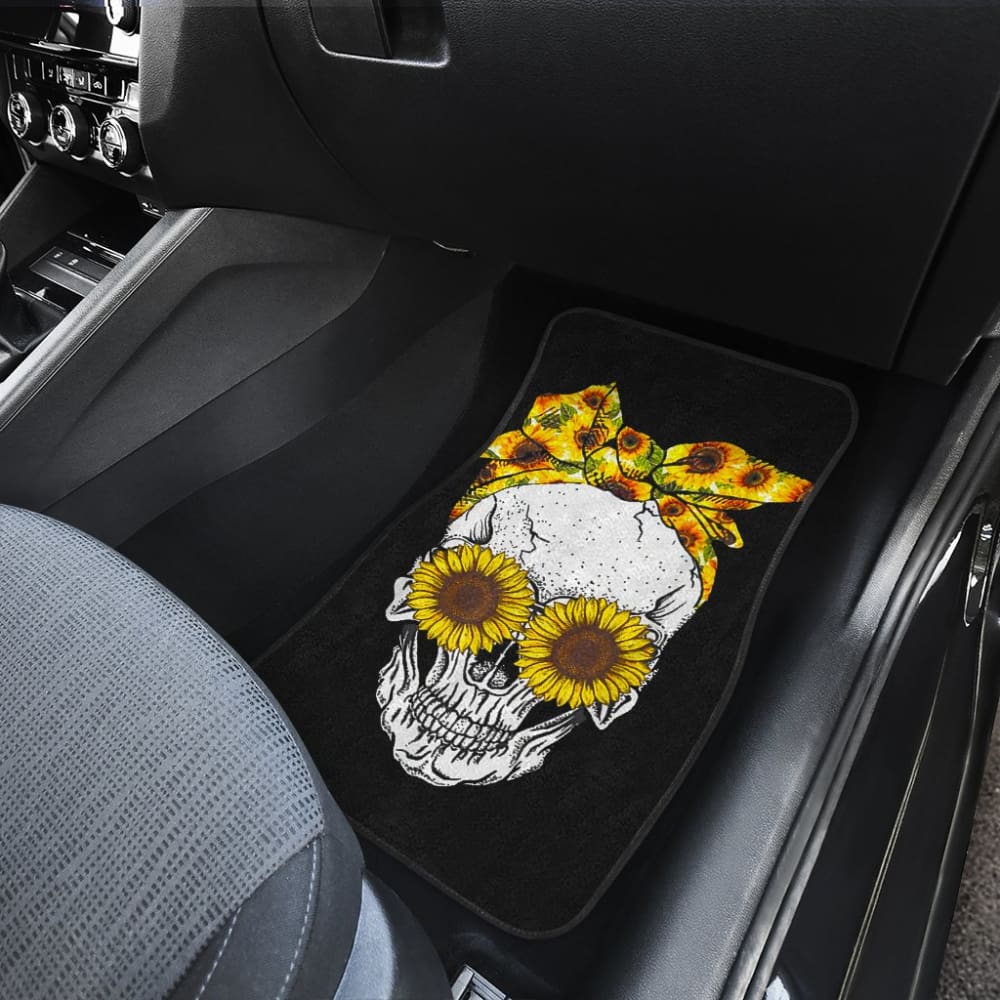Skull Bandana Sunflower Cute Car Floor Mats 210403 - YourCarButBetter