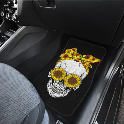 Skull Bandana Sunflower Cute Car Floor Mats 210403 - YourCarButBetter