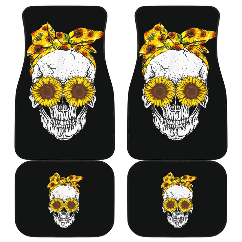 Skull Bandana Sunflower Cute Car Floor Mats 210403 - YourCarButBetter