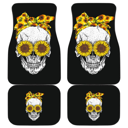 Skull Bandana Sunflower Cute Car Floor Mats 210403 - YourCarButBetter