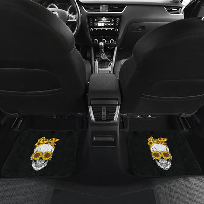 Skull Bandana Sunflower Cute Car Floor Mats 210403 - YourCarButBetter