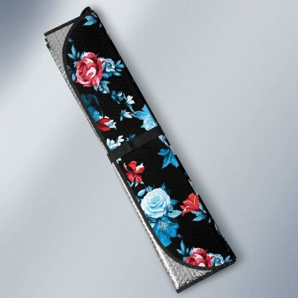 Skull Flower Roses Leave Pattern Car Auto Sun Shades 172609 - YourCarButBetter
