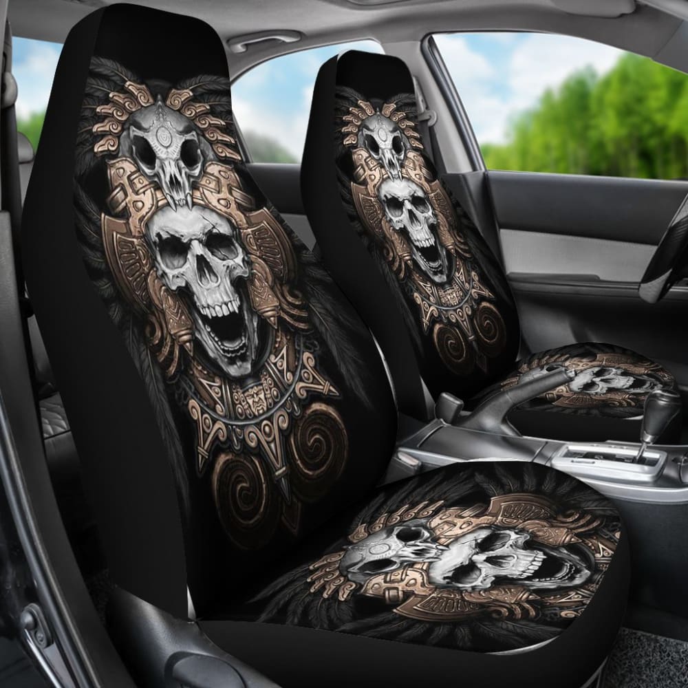 Skull Gift Polyester Fabric 3D Skull Car Seat Cover Set 093223 - YourCarButBetter
