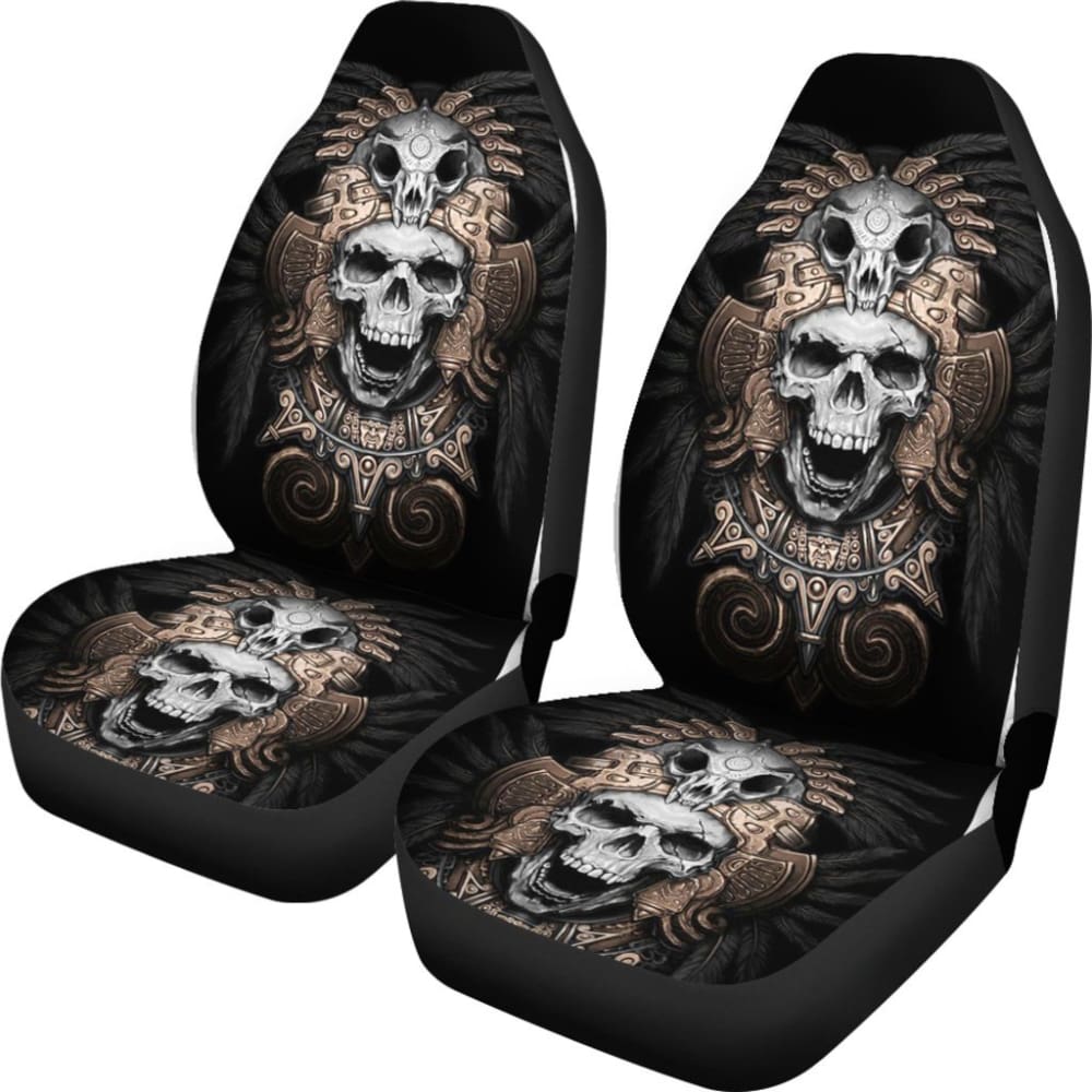 Skull Gift Polyester Fabric 3D Skull Car Seat Cover Set 093223 - YourCarButBetter
