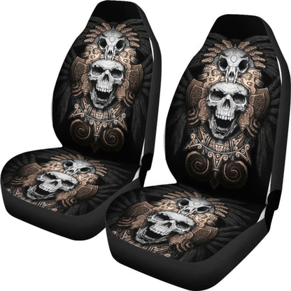 Skull Gift Polyester Fabric 3D Skull Car Seat Cover Set 093223 - YourCarButBetter