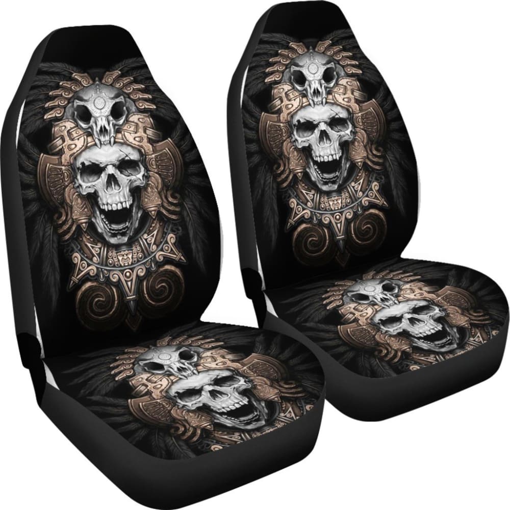 Skull Gift Polyester Fabric 3D Skull Car Seat Cover Set 093223 - YourCarButBetter